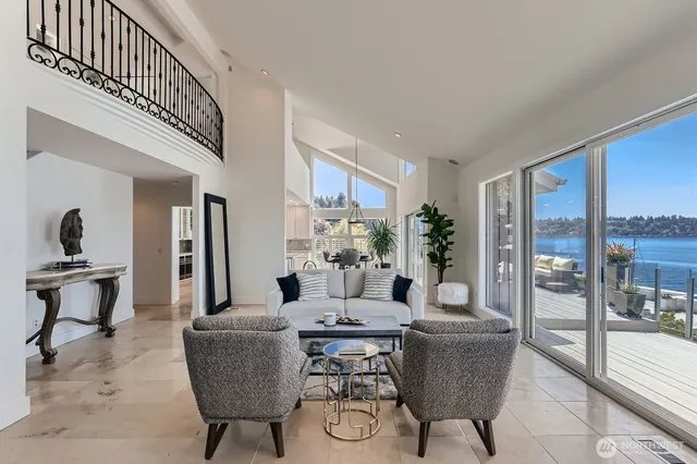 a living room with furniture or outdoor view and a potted plant