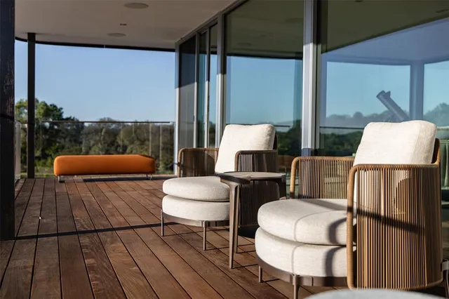 a outdoor living space with furniture