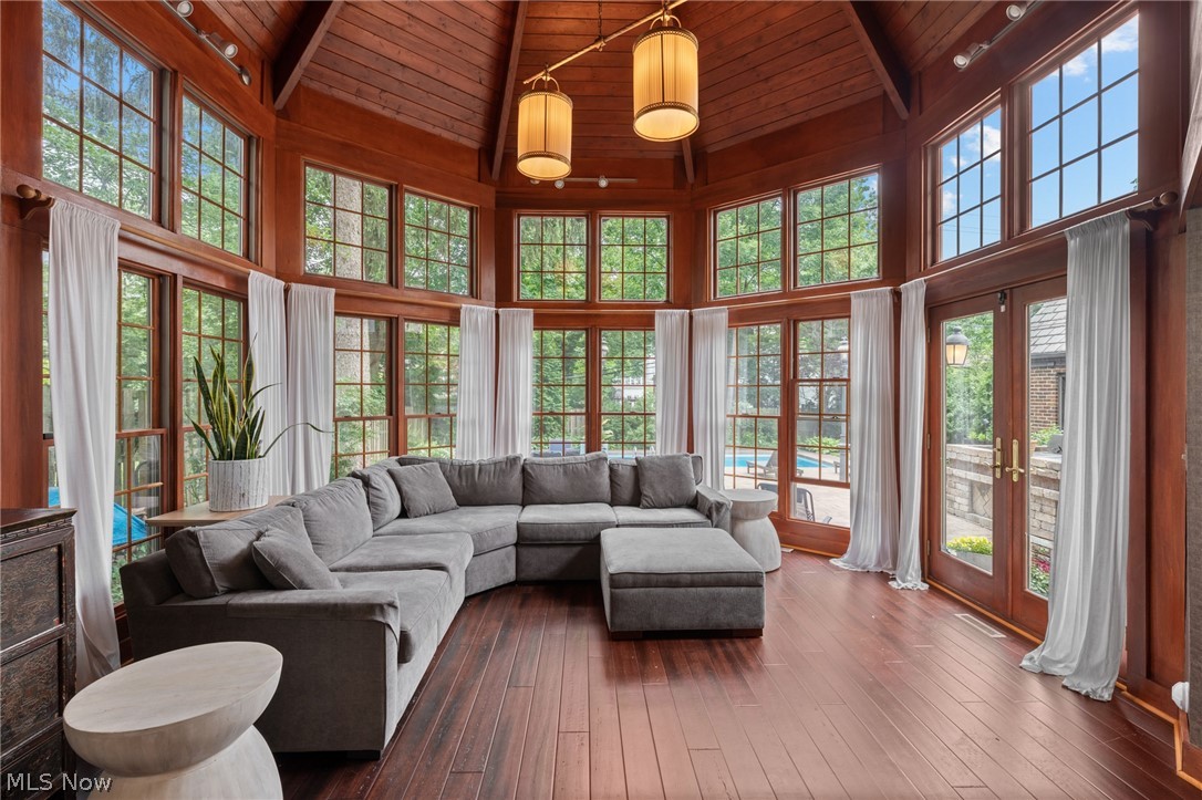 2968 Glengary Road Cleveland, OH 44120 - Photo 11 of 49 Family room with high beamed ceiling, hardwood floors with plenty of space to entertain with friend and family.