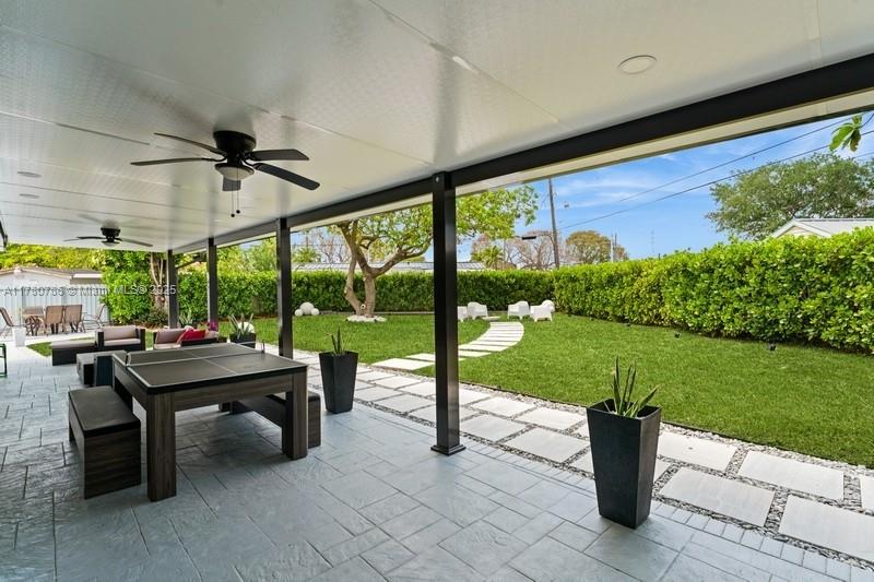 12555 Southwest 31st Street Miami, FL 33175 - Photo 40 of 47 a view of a patio with a table chairs and a yard
