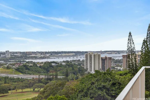 a view of a city from a terrace