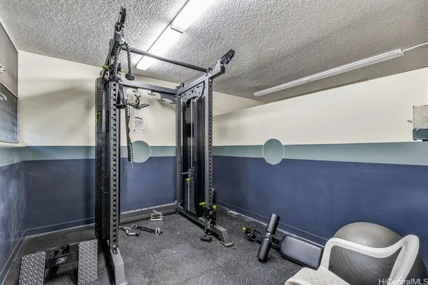 a view of a room with gym equipment