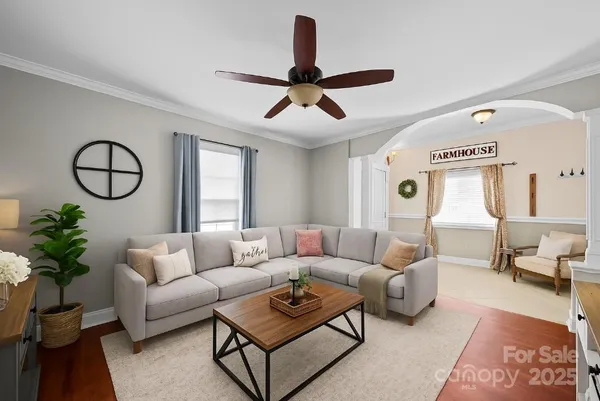 a living room with furniture