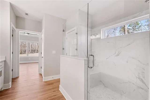 a bathroom with a shower