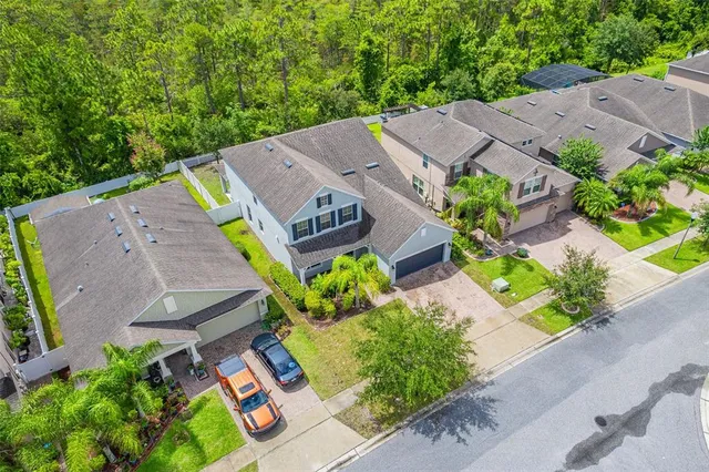 an aerial view of a house