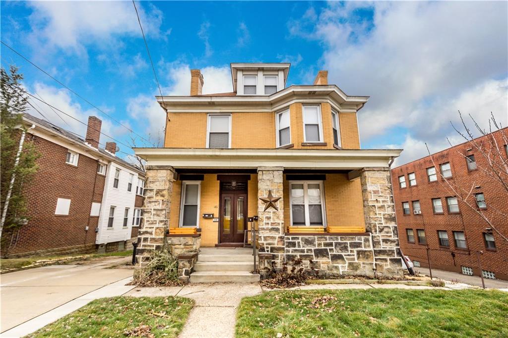 a front view of a building