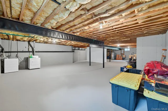 a view of a garage with wooden wall