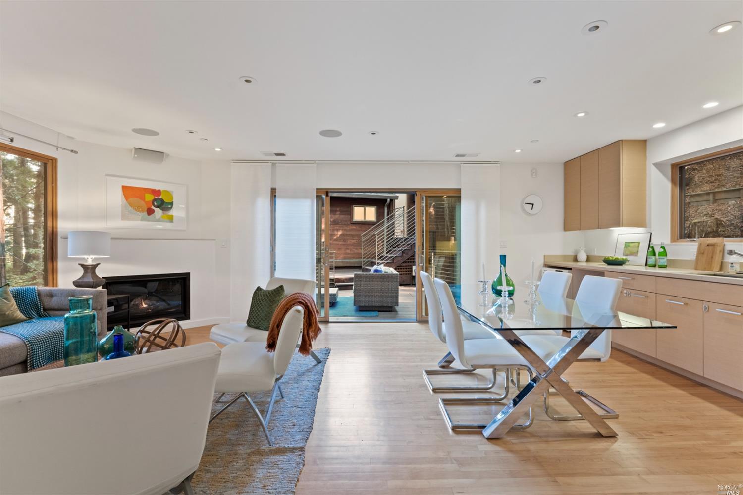 655 Edgewood Avenue Mill Valley, CA 94941 - Photo 85 of 85 a living room with furniture and kitchen view