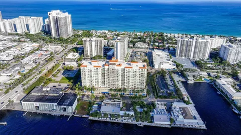 a city view with tall buildings