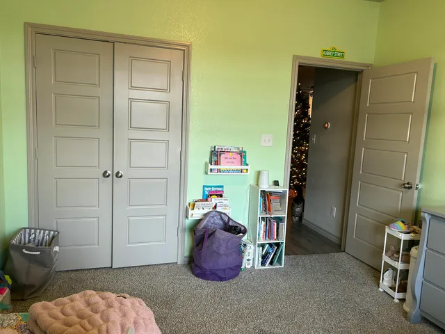 a room with toys and closet