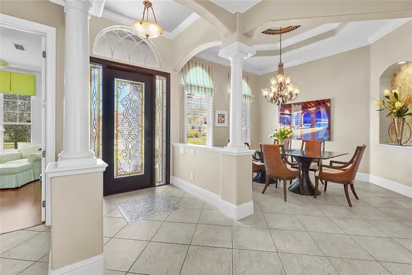 a work room with furniture and a workspace