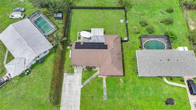 an aerial view of a house