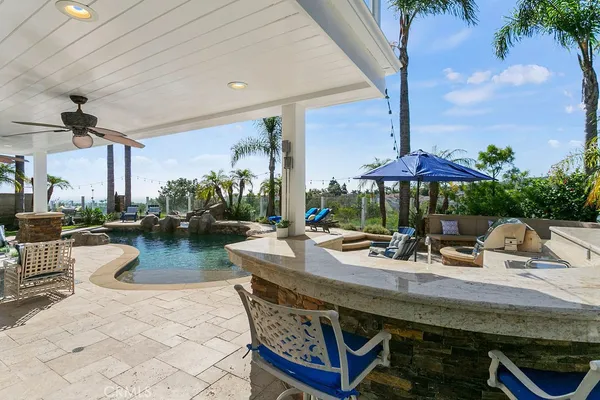 a view of an outdoor space with seating area