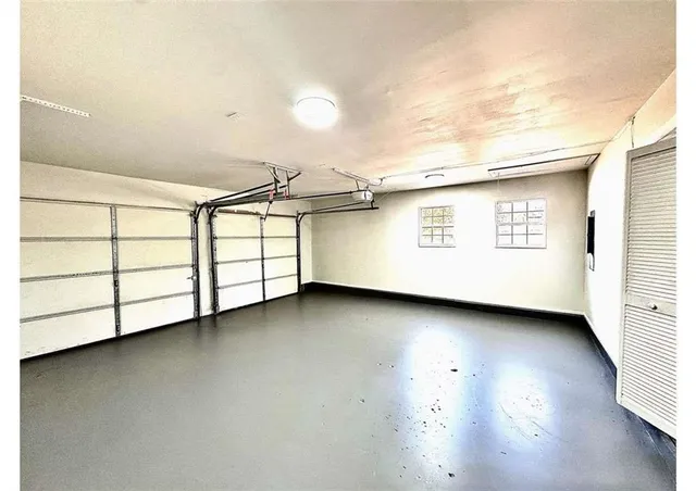 a view of a garage with window