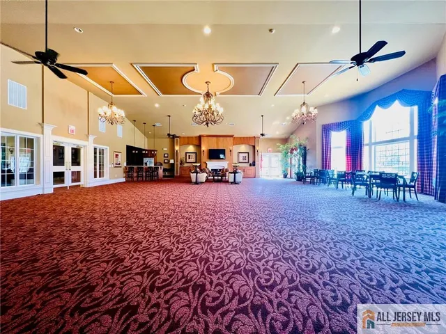 a large hall with lots of lights