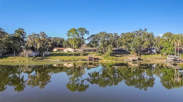 a view of a lake with houses
