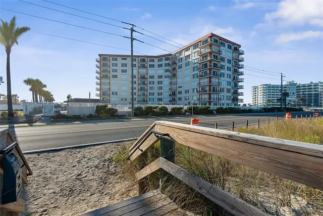 a view of beach and kitchen