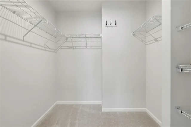 a view of a room with racks on the wall