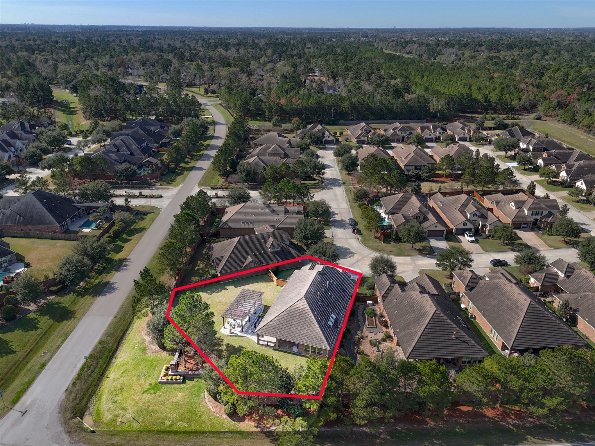 27626 South Colt Shadow Lane Spring, TX 77386 - Photo 3 of 50 an aerial view of a house with a yard and lake view