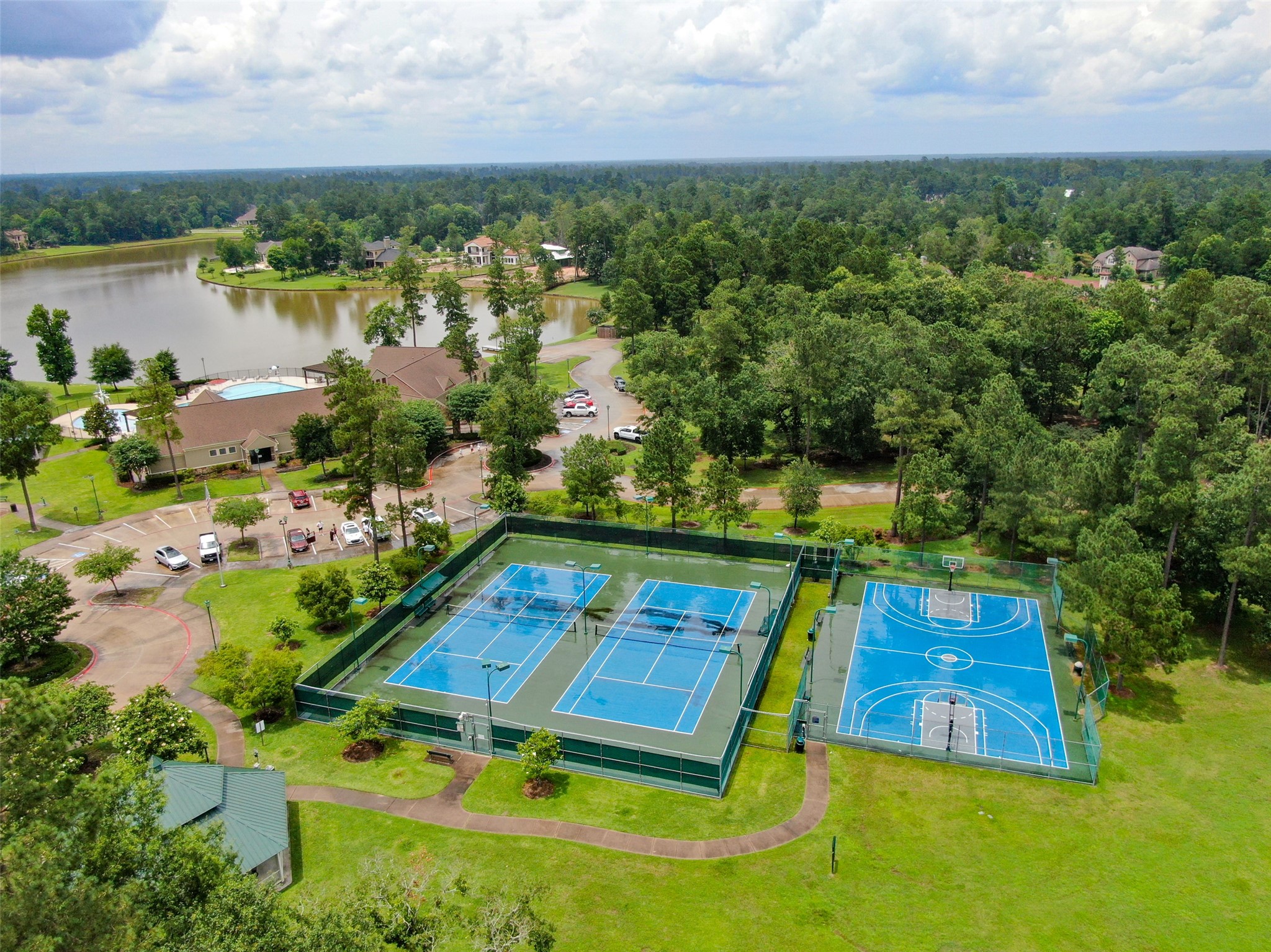 27626 South Colt Shadow Lane Spring, TX 77386 - Photo 45 of 50 an aerial view of a house with a lake view