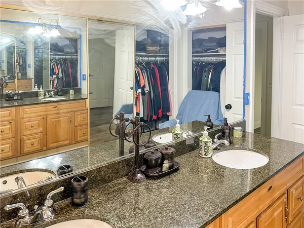 a bathroom with a sink double vanity