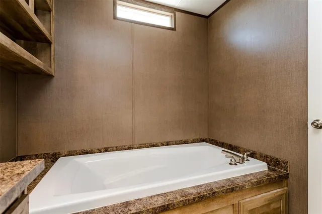 a bathroom with a bathtub