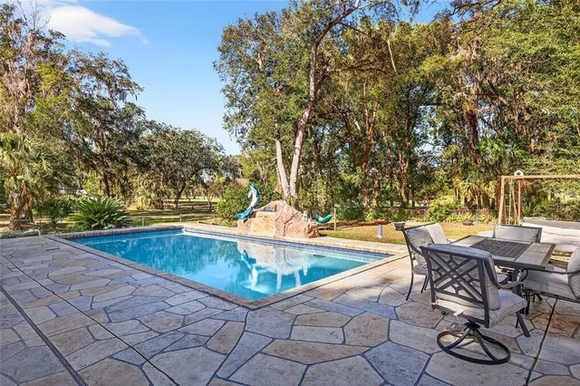 a view of swimming pool with lounge chair