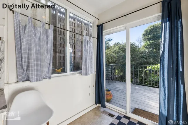 a view of outdoor space with seating space