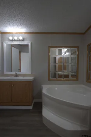 a bathroom with a bathtub
