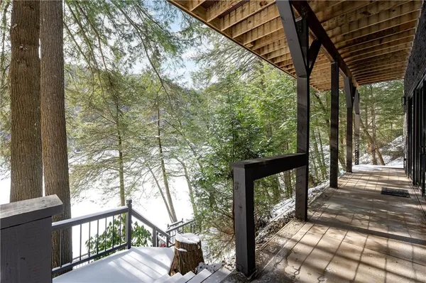 a view of a porch with a yard