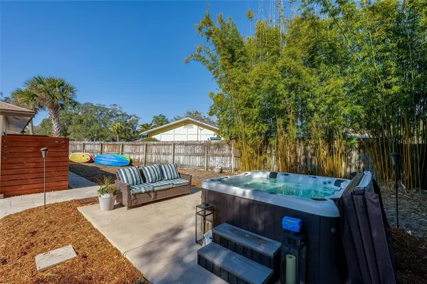 a house view with a seating space