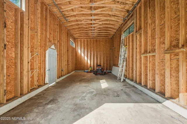a view of a porch with windows