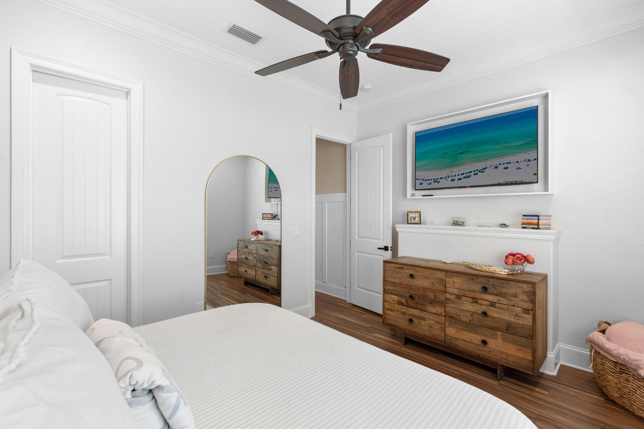 85 Garnet Place Destin, FL 32541 - Photo 25 of 50 a bedroom with a bed and a flat tv screen on dresser