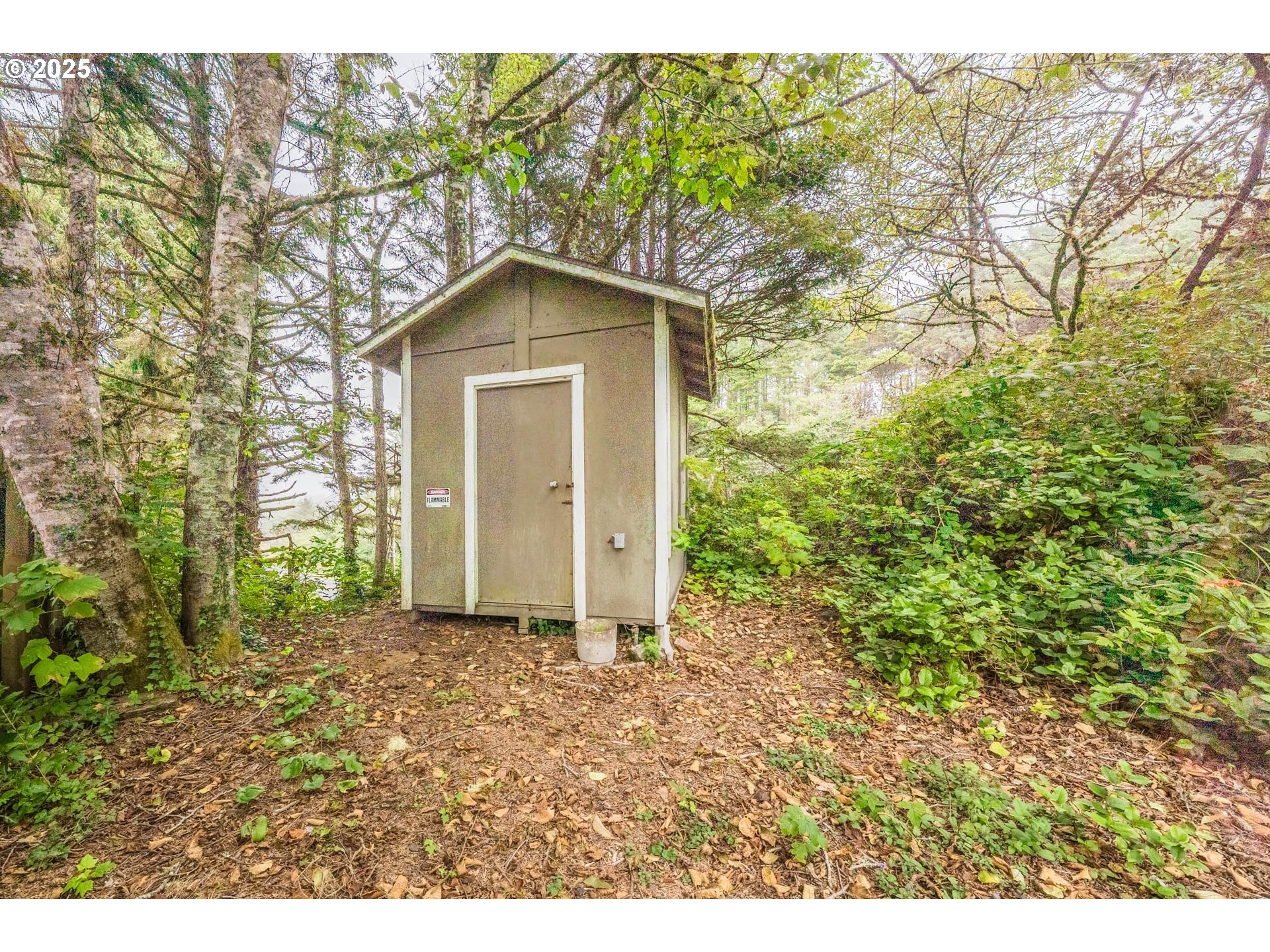 117 Southwest 66th South Beach, OR 97366 - Photo 32 of 40 a backyard of a house with large trees and plants
