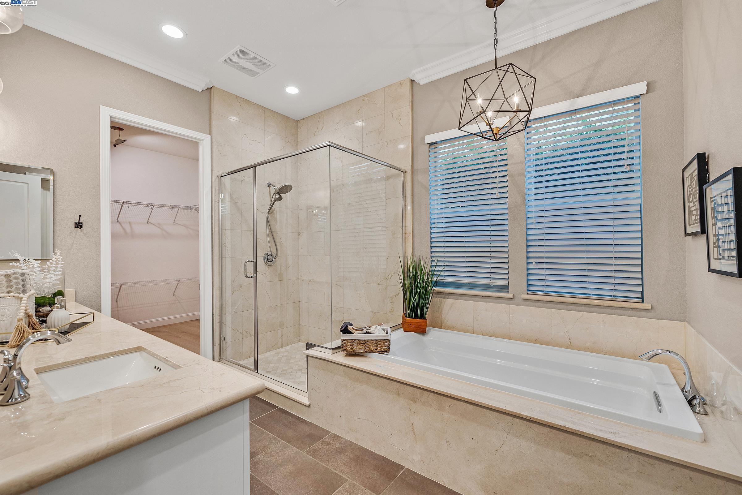 4519 Spring Mountain Way Dublin, CA 94568 - Photo 21 of 52 a bathroom with a tub a sink and a shower