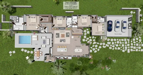 a aerial view of multiple house with outdoor space