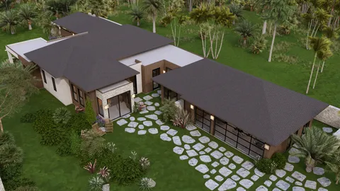 an aerial view of a house