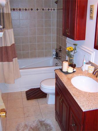 421 East 3rd Street, Unit 2 Boston, MA 02127 - Photo 18 of 25 a bathroom with a granite countertop bathtub sink vanity mirror and toilet