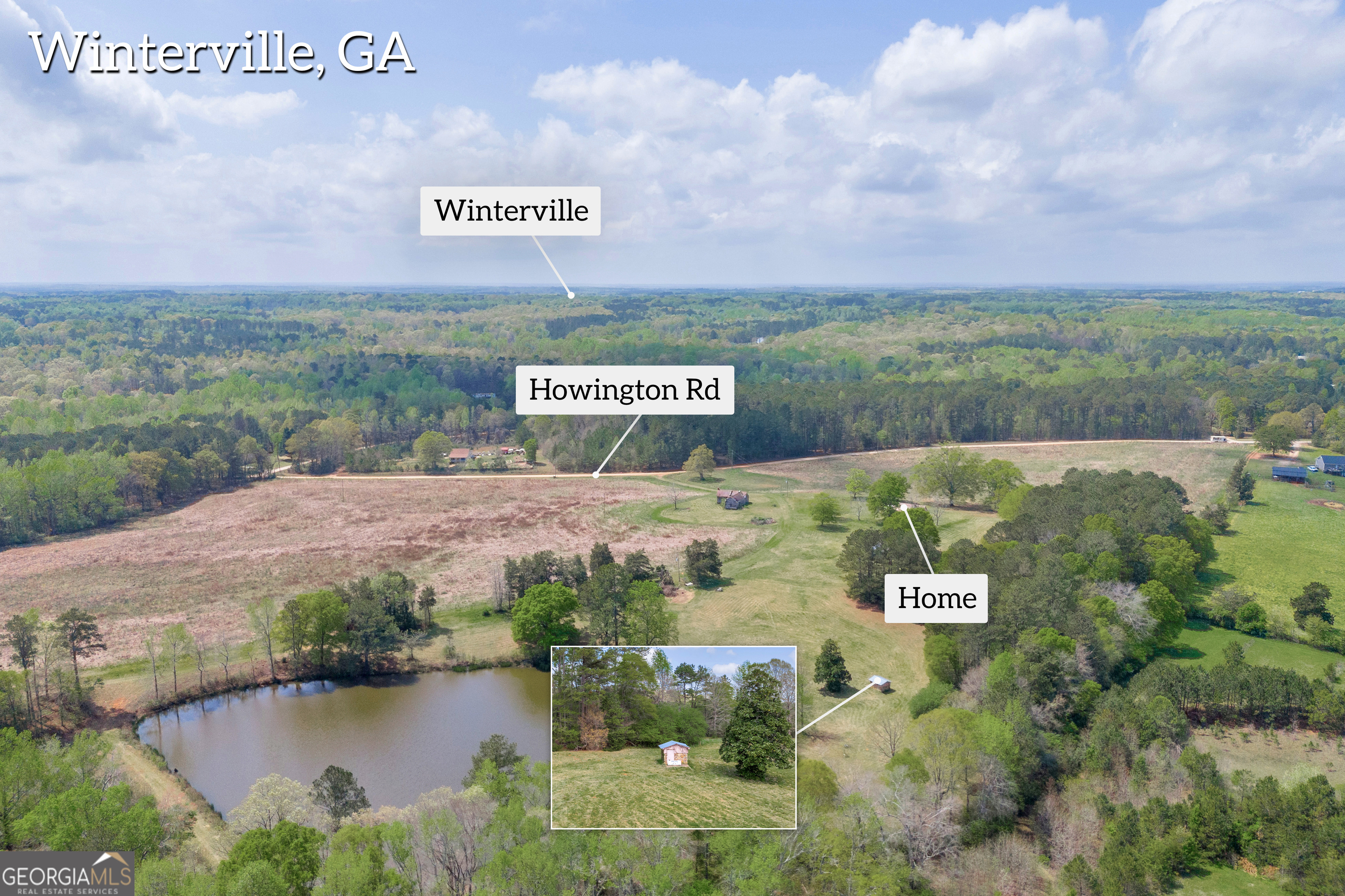 104 Howington Road Winterville, GA 30683 - Photo 9 of 74 a view of a lake with an outdoor space