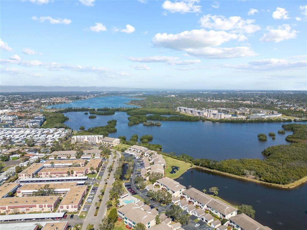 an aerial view of a city