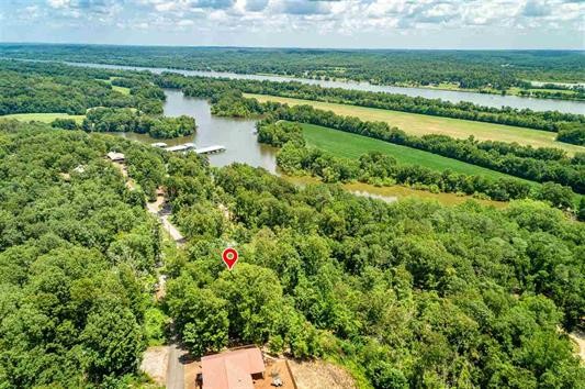 a view of a lake with a city