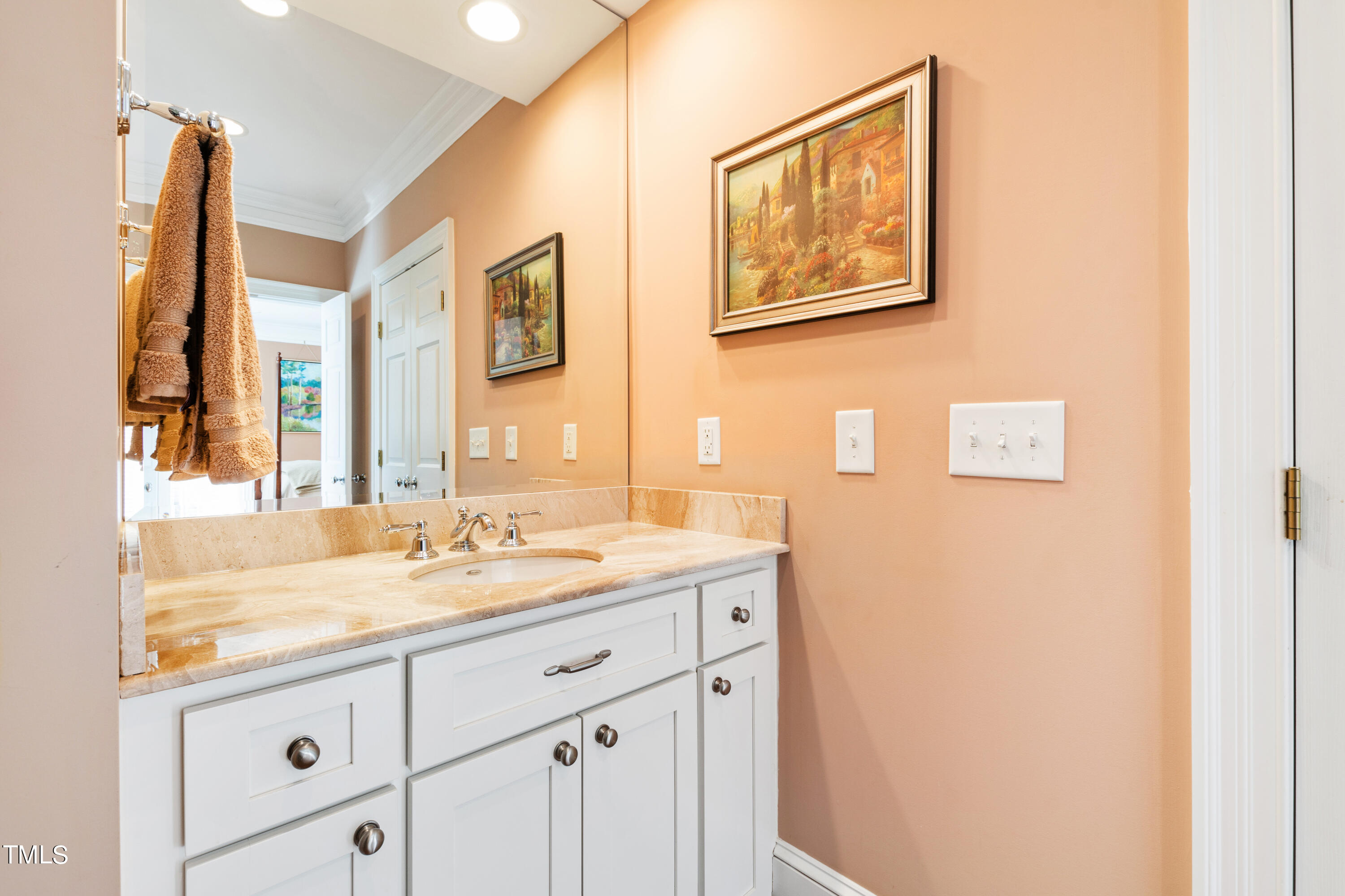 229 Woodburn Road Raleigh, NC 27605 - Photo 19 of 64 a bathroom with a granite countertop sink mirror and a