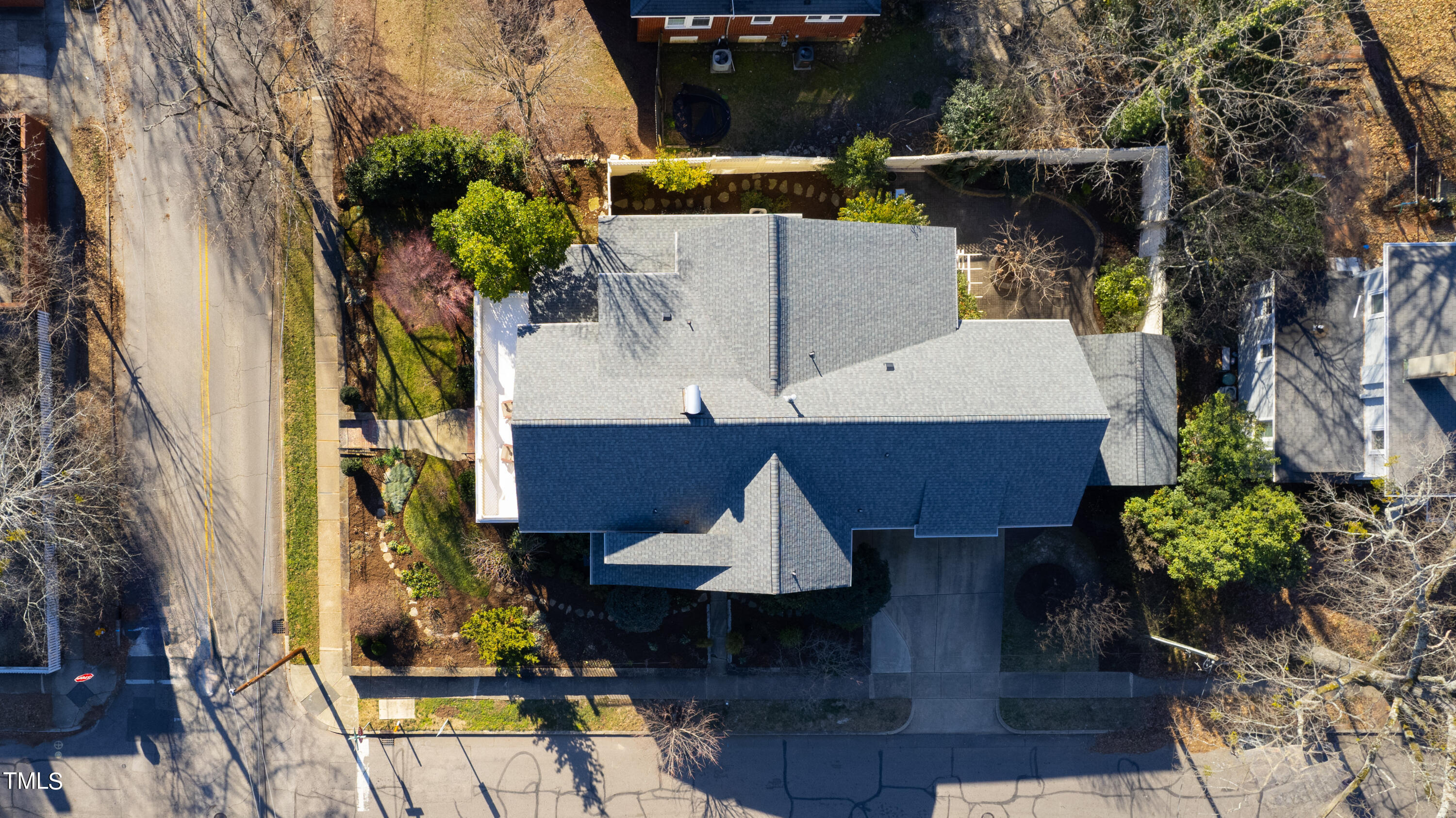 229 Woodburn Road Raleigh, NC 27605 - Photo 63 of 64 an aerial view of a house with a yard basket ball court and outdoor seating