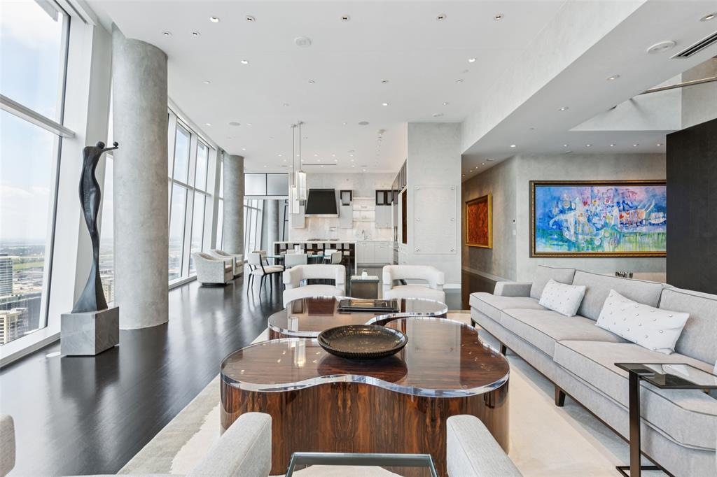 1918 Olive Street, Unit 4202 Dallas, TX 75201 - Photo 8 of 37 a living room with furniture kitchen view and a large window