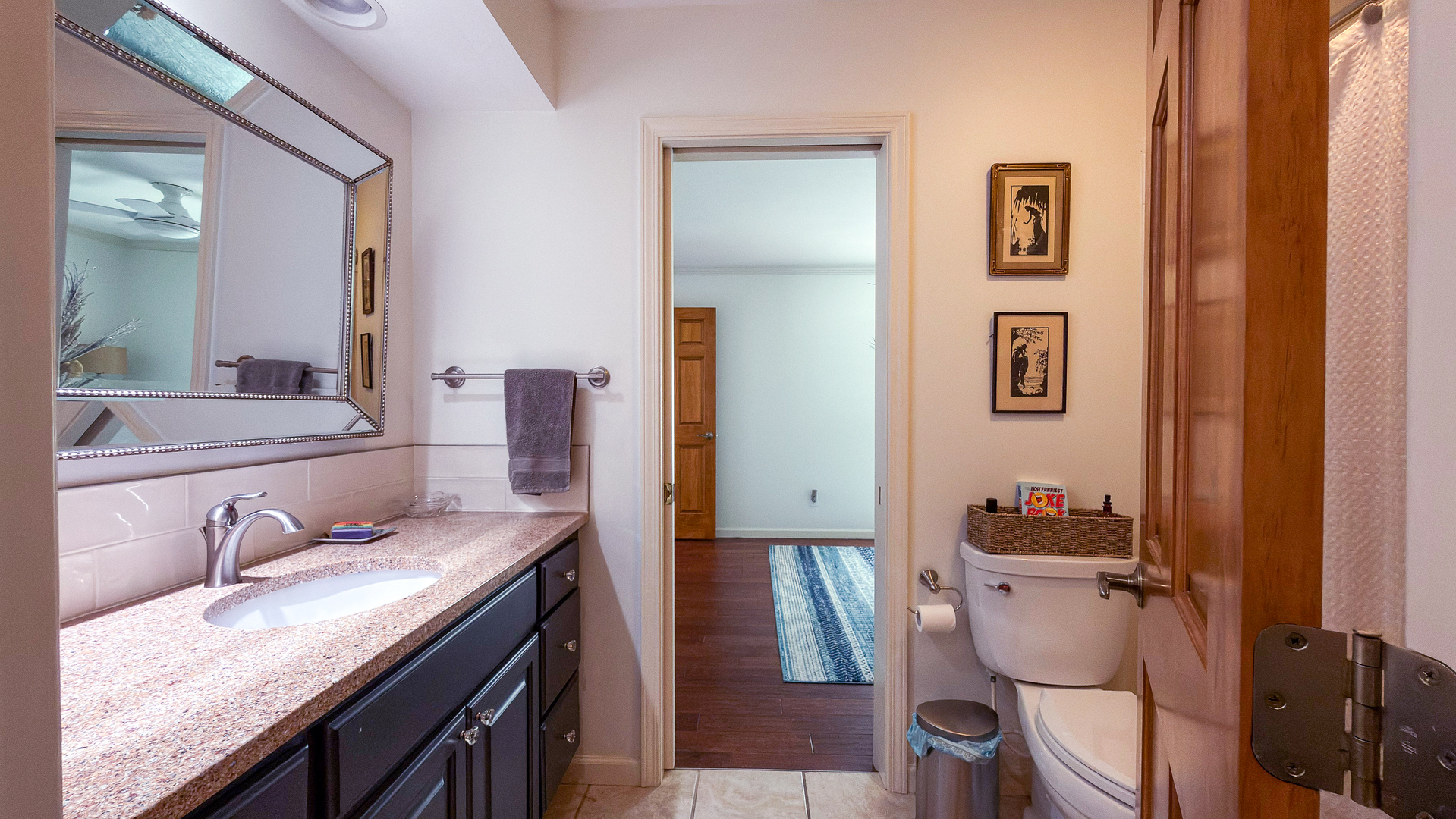 2902 Greystone Place Champaign, IL 61822 - Photo 18 of 35 a bathroom with a granite countertop sink and a mirror