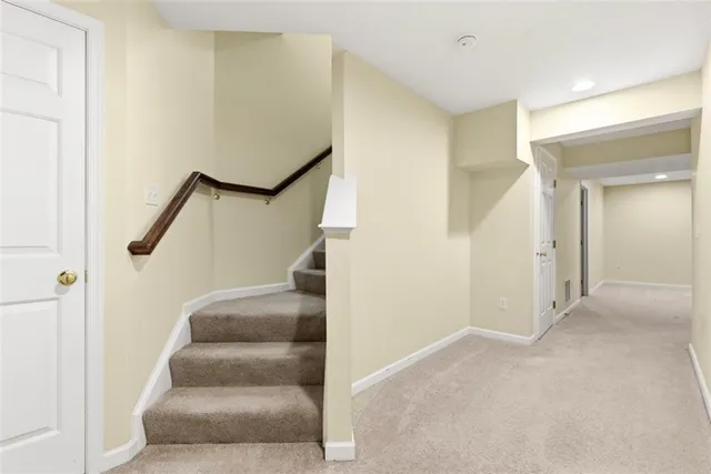a view of balcony with wooden floor