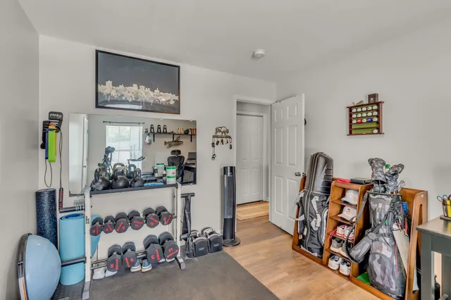 a view of a room with gym equipment