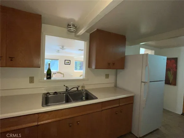 a storage room with cabinets
