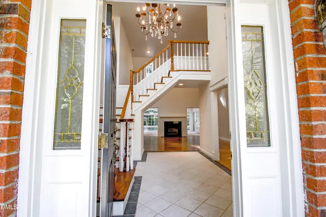 an empty room with a bathroom