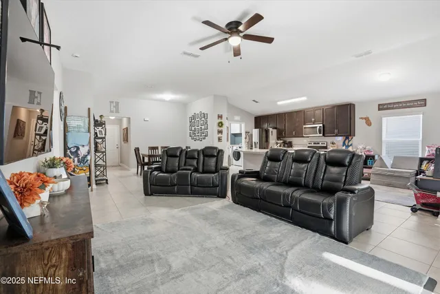 a living room with furniture